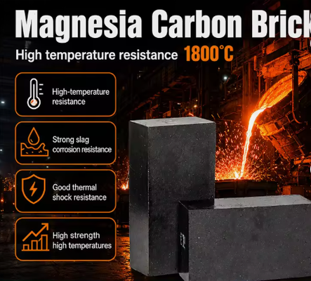 Rongsheng Refractory Magnesia Karbon Tuğla Yüksek Sıcaklık 1800°C Magnezyum Karbon Tuğlalar Eaf Ve Değiştiricisi İçin