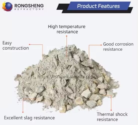 Şekilsiz Mullite Refractory Castables Yüksek sıcaklık yalıtım Yüksek dayanıklılıklı korundum