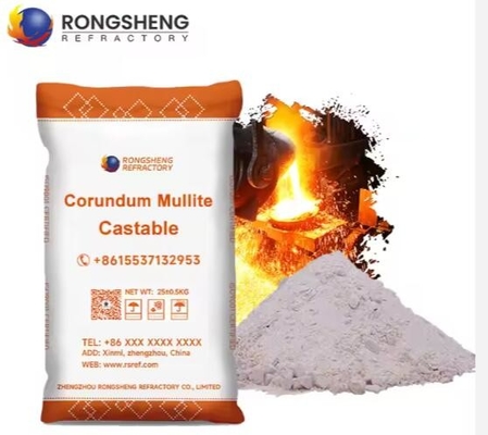 Şekilsiz Mullite Refractory Castables Yüksek sıcaklık yalıtım Yüksek dayanıklılıklı korundum