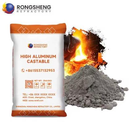 Rongsheng Refractory Casting Low Cement Refractory Casting 1650°C Yüksek Alümina Çömlek Kazanı Döşeme için